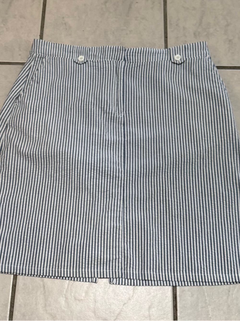 Striped Blue and White Seersucker Skirt
